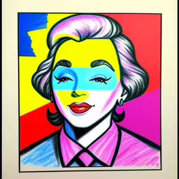 a drawing with a woman