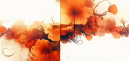 two photographs one with an orange and red flower