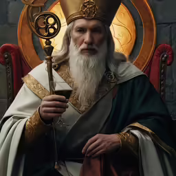 a male in a priest outfit is holding a wine glass