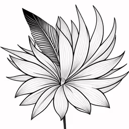 a drawing of a flower with leaves,a drawing of a flower with leaves