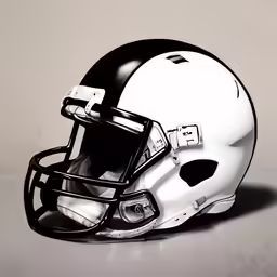 an image of a football helmet in black and white