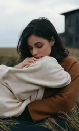 a woman wrapped in a blanket is posing for the camera