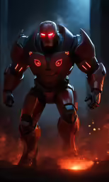 a man with glowing eyes in a demonic suit