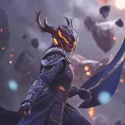 an animated character in costume holding his sword