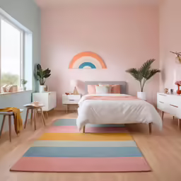 pink and white bedroom decorated in natural tones