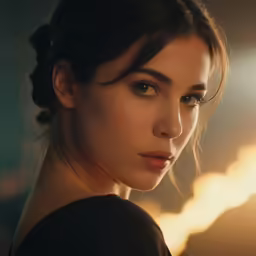 the young woman poses with light shining through her