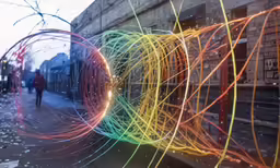 an artistic photo with lines of colored colors