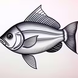 a fish is shown in pencil on the wall,a drawing of a large fish in black and white