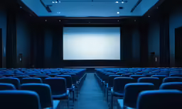 there is a projection screen in the back of this auditorium