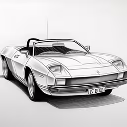 this is a very detailed drawing of an old car,a drawing of a sports car on white paper