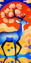 painting of an animal walking across a field