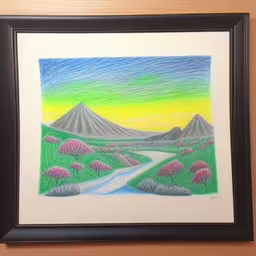 a painting of a desert landscape on a wall