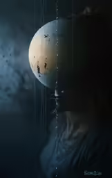 a woman with drops of water covering her face