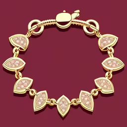 a gold bracelet with diamonds on a red background