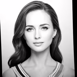 a woman posing for the camera in black and white