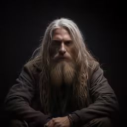 a bearded man with long, white hair and beard