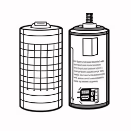 a can and container are shown in black and white,an inking style image of a receptible spray can,the spray can is next to the object,a black and white version of a gas can and an oxygen device,a black and white illustration with the image of a can of gas