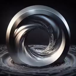 a metal object that looks like something floating inside of it