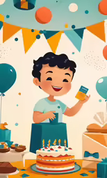 a boy standing in front of a cake with a passport