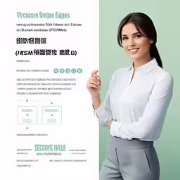 an asian woman standing behind a sign