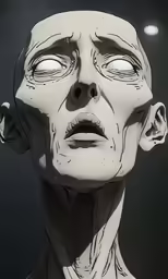 the head and shoulders of a white human is on display