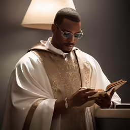 a priest is reading the bible during his mass