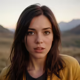 an artist shows a woman who is looking directly into the camera