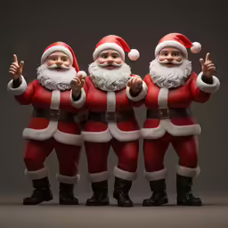 3d christmas characters standing in front of grey background