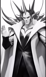 a man in costume with two hands up