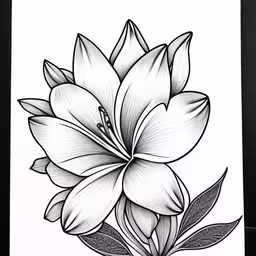 flower in black and white is featured on a paper,a black and white flower drawn in pencil