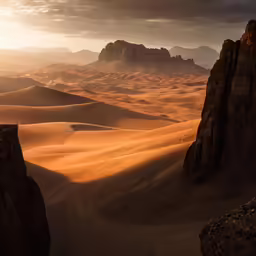 sand dunes are shown as the sun is rising