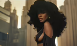 an image of a model with black hair