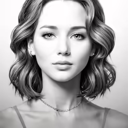a black and white photograph of a girl with short hair