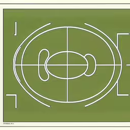 a drawing of a green area with circles that are dotted with the same line,a picture of a green cross section with white lines