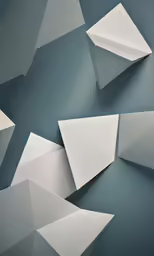 several triangles and shapes placed on a blue background