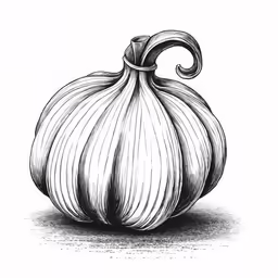 black and white drawing of a garlic