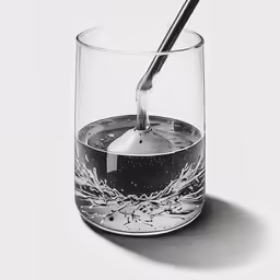 an ink drawing of a spoon in a glass