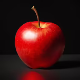 an apple is shown on a black table