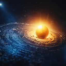 a distant star that is surrounded by a rotating disk