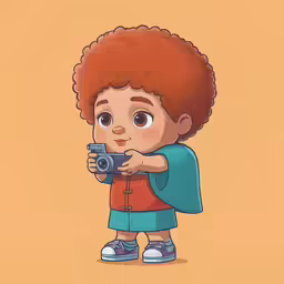 a child that is holding a camera up to his face