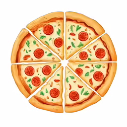 slices of pizza with toppings cut into four sections