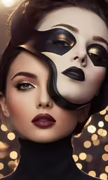 woman wearing a black and white face mask