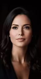 beautiful woman with blue eyes on black background