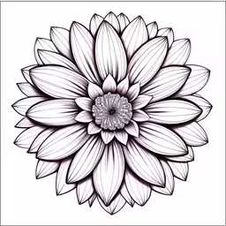 a black and white flower is shown in this drawing,a black and white drawing of a flower