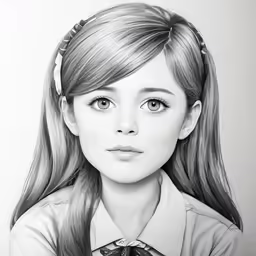 a pencil drawing of a girl with long hair