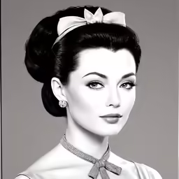an older woman with a big bow wearing a tiara