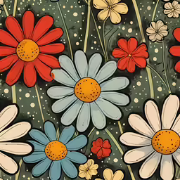 various colored flowers are featured in this pattern