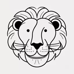 the lion head drawn in a simple outline style