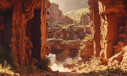 an image of a view of a cliff side with steam coming out