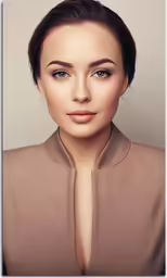 woman with makeup looks at camera